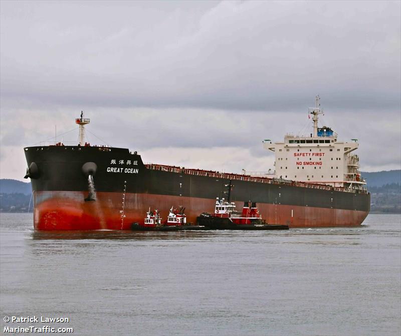 great ocean (Bulk Carrier) - IMO 9592109, MMSI 477203800, Call Sign VRLB2 under the flag of Hong Kong