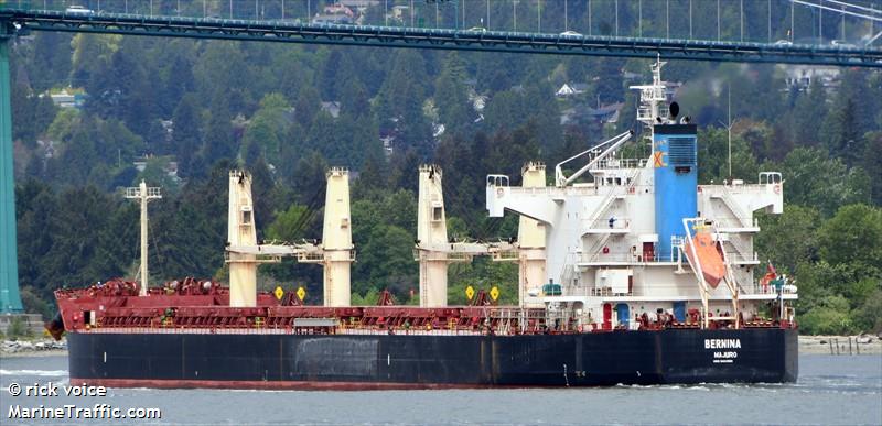 bernina (Bulk Carrier) - IMO 9423580, MMSI 538007685, Call Sign V7AJ4 under the flag of Marshall Islands