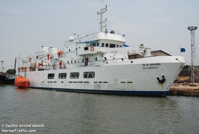 mv amindivi (Passenger/General Cargo Ship) - IMO 9217101, MMSI 419018400, Call Sign VVNT under the flag of India