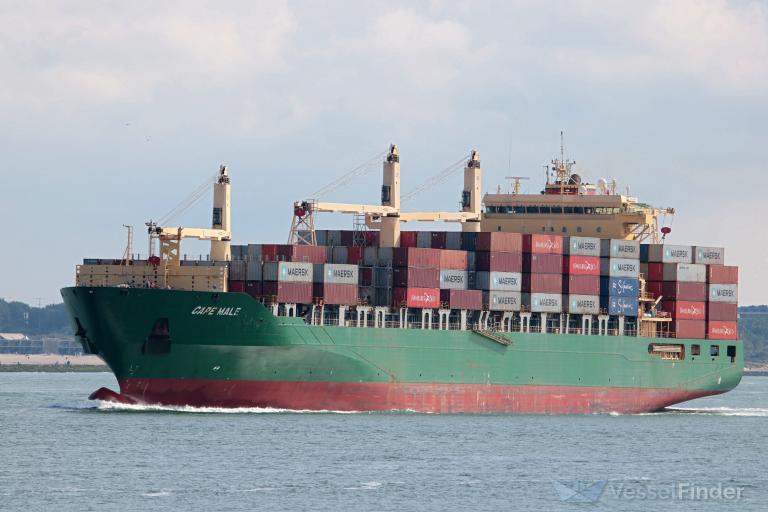 cape male (Container Ship) - IMO 9440150, MMSI 538003580, Call Sign V7RU3 under the flag of Marshall Islands