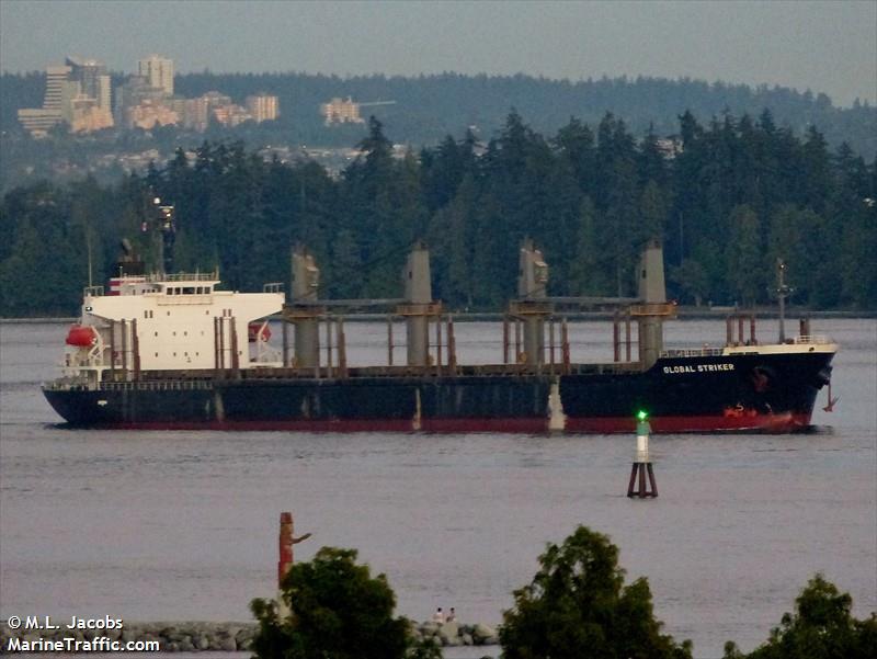 global striker (Bulk Carrier) - IMO 9609330, MMSI 577175000, Call Sign YJTK7 under the flag of Vanuatu