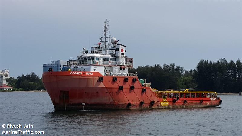 efogen nuha (Offshore Tug/Supply Ship) - IMO 9564803, MMSI 533001940, Call Sign 9MLN7 under the flag of Malaysia