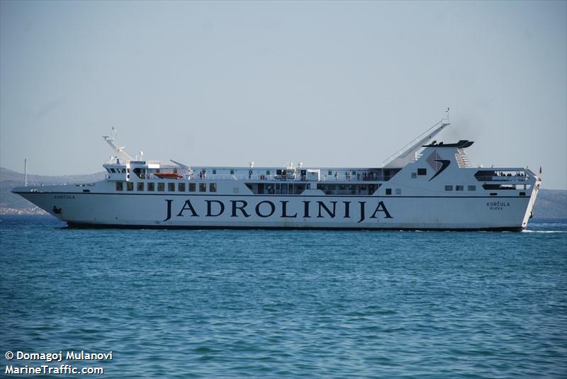 korcula (Passenger/Ro-Ro Cargo Ship) - IMO 9476305, MMSI 238823640, Call Sign 9AA5833 under the flag of Croatia