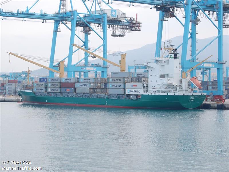 jsp titan (Container Ship) - IMO 9126998, MMSI 304496000, Call Sign V2HZ under the flag of Antigua & Barbuda