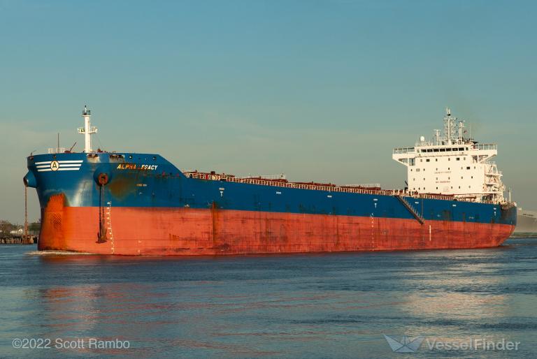 alpha legacy (Bulk Carrier) - IMO 9671838, MMSI 538007855, Call Sign V7ML3 under the flag of Marshall Islands