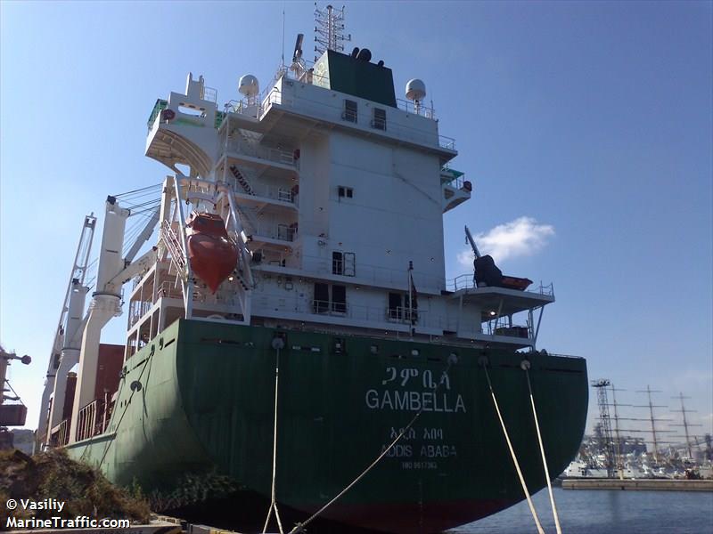 gambella (General Cargo Ship) - IMO 9617363, MMSI 624019000, Call Sign ETGM under the flag of Ethiopia