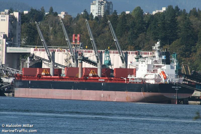 genco brittany (Bulk Carrier) - IMO 9490698, MMSI 538002668, Call Sign V7FR4 under the flag of Marshall Islands