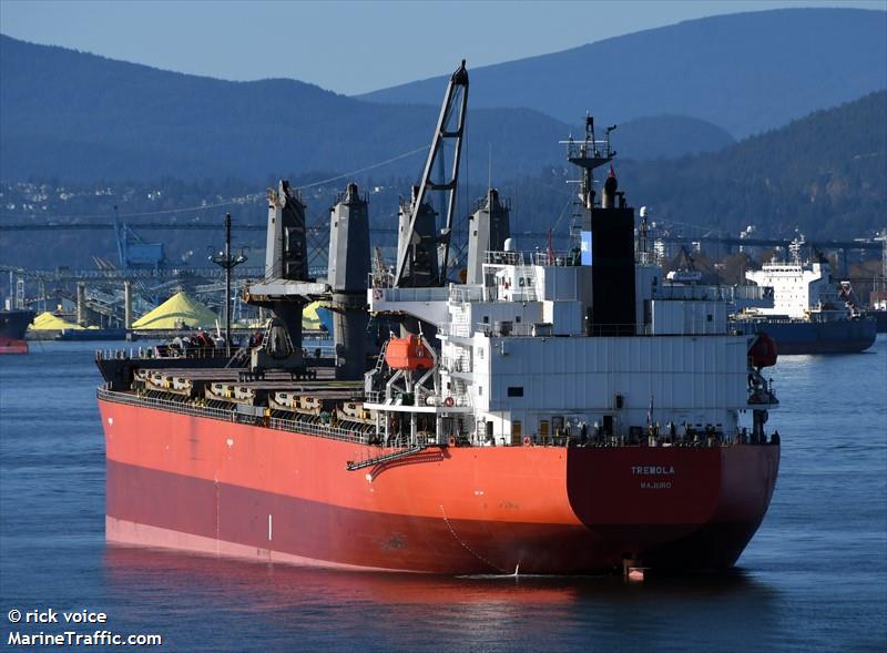 tremola (Bulk Carrier) - IMO 9460813, MMSI 538008569, Call Sign V7A2522 under the flag of Marshall Islands