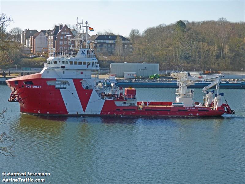 vos sweet (Offshore Support Vessel) - IMO 9601522, MMSI 246609000, Call Sign PCPE under the flag of Netherlands