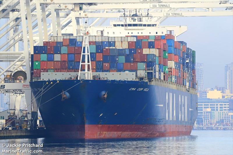 cma cgm vela (Container Ship) - IMO 9354923, MMSI 255805983, Call Sign CQIK3 under the flag of Madeira