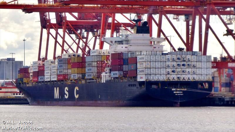 msc sao paulo (Container Ship) - IMO 9147071, MMSI 636016492, Call Sign D5GL3 under the flag of Liberia