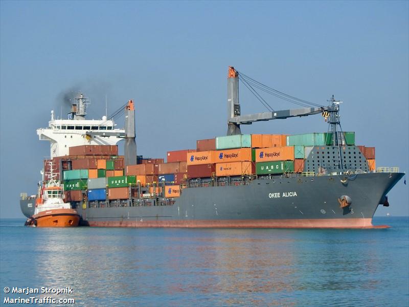 okee alicia (Container Ship) - IMO 9334818, MMSI 636092914, Call Sign D5UH6 under the flag of Liberia