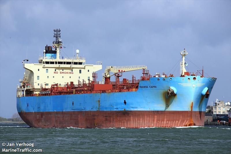 maersk capri (Chemical/Oil Products Tanker) - IMO 9786140, MMSI 219406000, Call Sign OZCN2 under the flag of Denmark