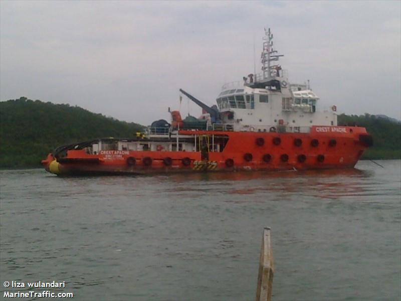 crest apache (Anchor Hoy) - IMO 9672973, MMSI 566835000, Call Sign 9V7530 under the flag of Singapore