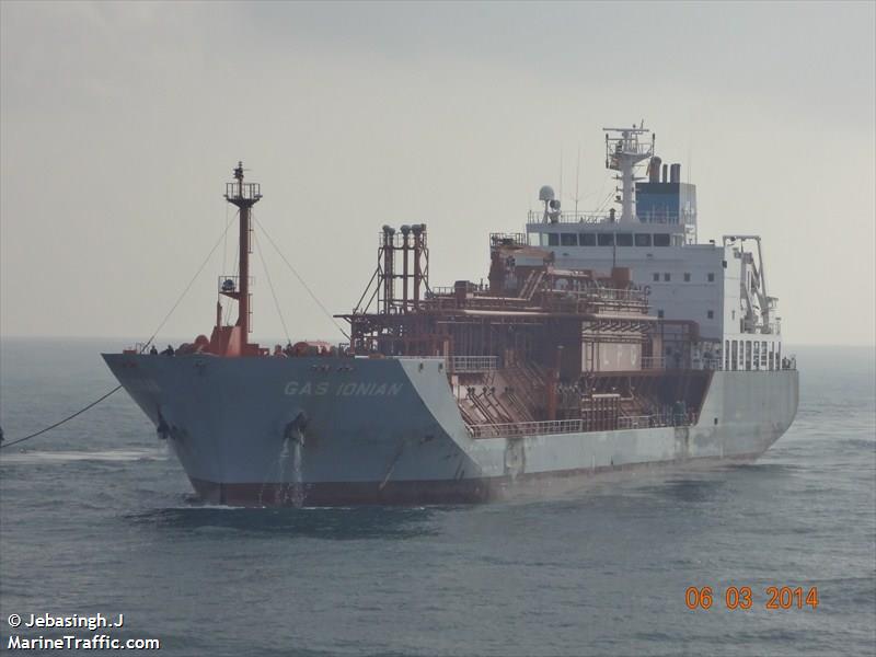gas ionian (LPG Tanker) - IMO 9522271, MMSI 636015414, Call Sign D5AO7 under the flag of Liberia