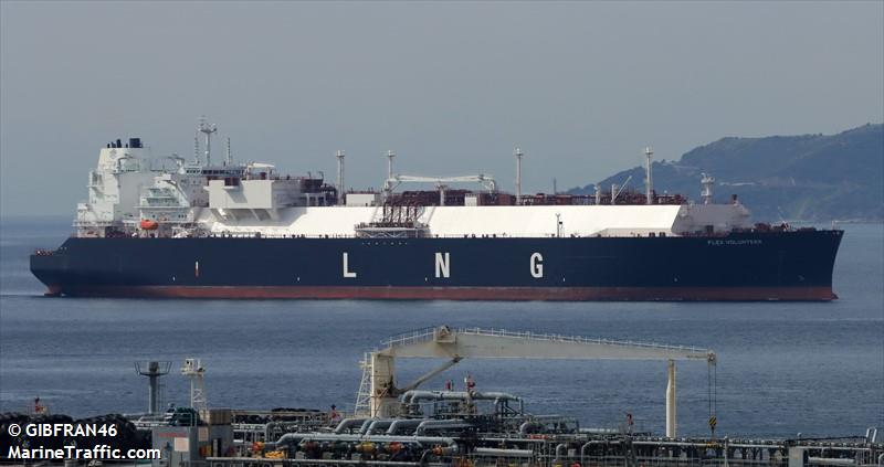 flex volunteer (LNG Tanker) - IMO 9862463, MMSI 538009058, Call Sign V7A4254 under the flag of Marshall Islands