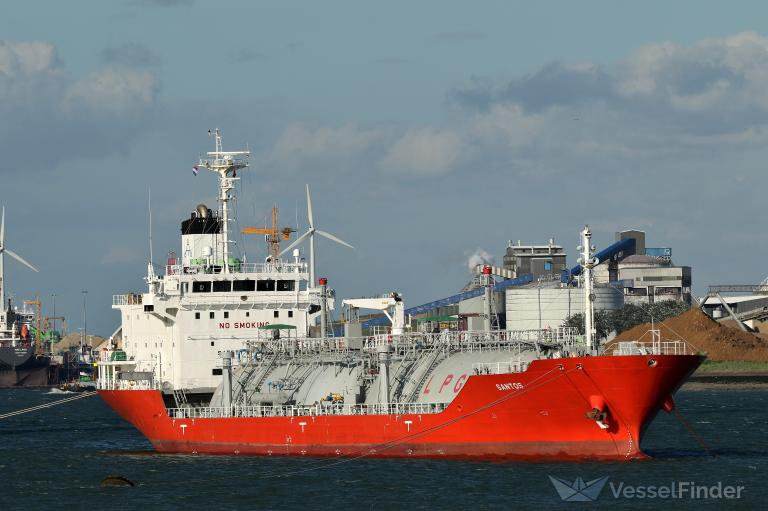 santos (LPG Tanker) - IMO 9774898, MMSI 351221000, Call Sign 3FMG2 under the flag of Panama