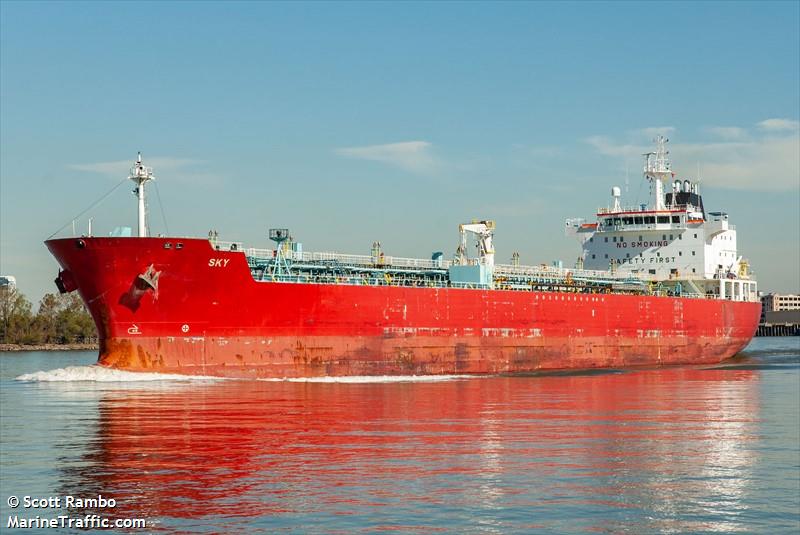 sky (Chemical/Oil Products Tanker) - IMO 9380350, MMSI 538009364, Call Sign V7IE9 under the flag of Marshall Islands