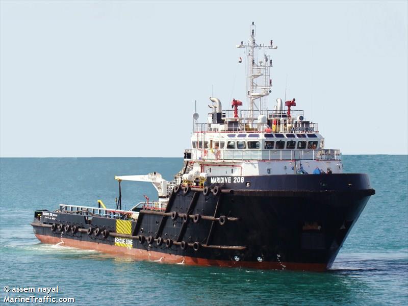 maridive 208 (Offshore Tug/Supply Ship) - IMO 9327932, MMSI 622121645, Call Sign 6AET under the flag of Egypt
