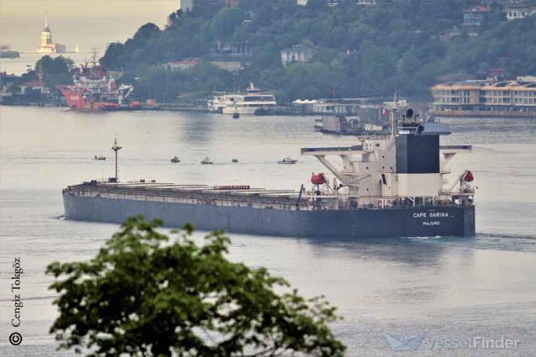 cape sarina (Bulk Carrier) - IMO 9490612, MMSI 538009315, Call Sign V7A4581 under the flag of Marshall Islands