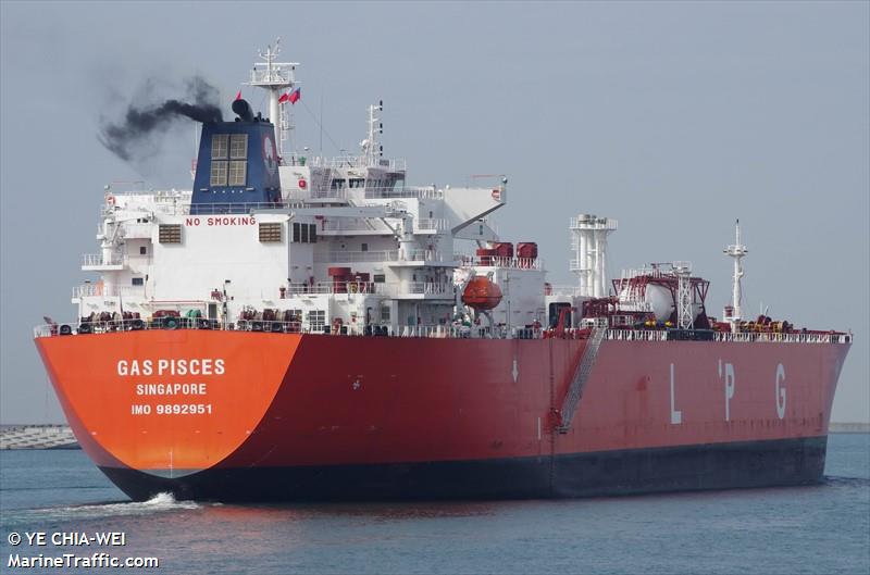 gas pisces (LPG Tanker) - IMO 9892951, MMSI 563128100, Call Sign 9V6775 under the flag of Singapore