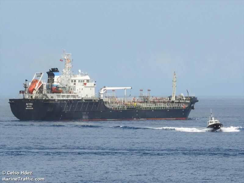 althea (Chemical/Oil Products Tanker) - IMO 9396309, MMSI 538003546, Call Sign V7RN7 under the flag of Marshall Islands