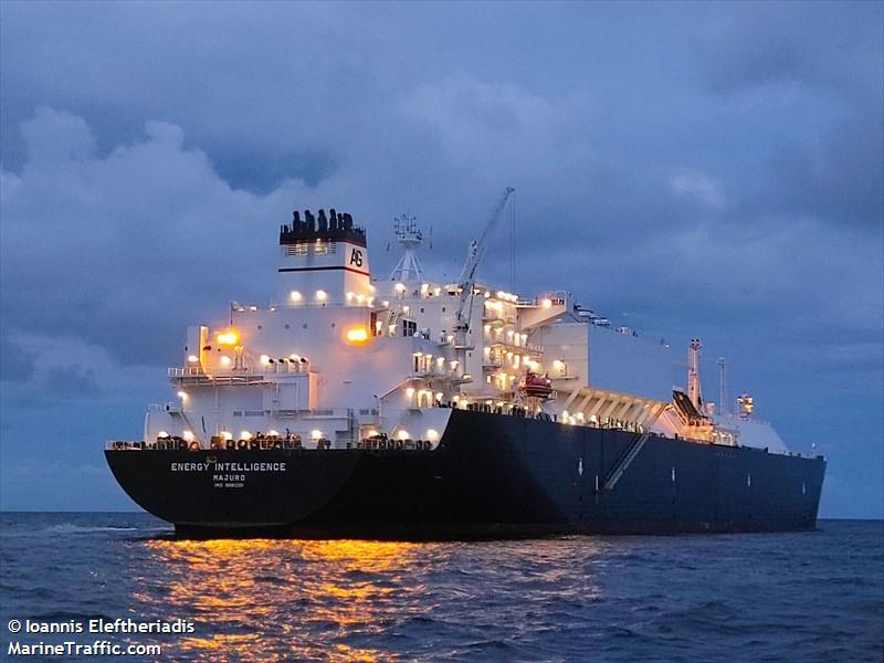 energy intelligence (LNG Tanker) - IMO 9881201, MMSI 538008876, Call Sign V7A2860 under the flag of Marshall Islands