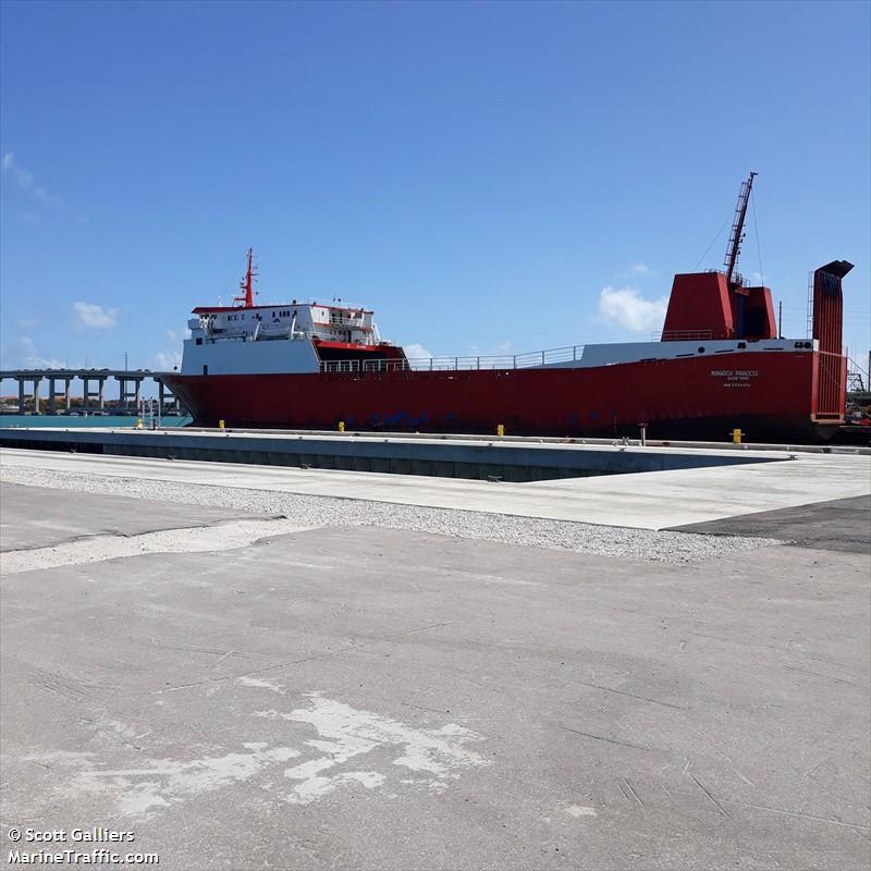 monarch princess (Ro-Ro Cargo Ship) - IMO 7725374, MMSI 341079000, Call Sign V4JU4 under the flag of St Kitts & Nevis