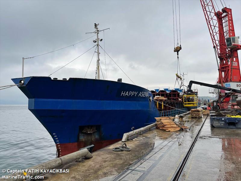 happy asena (General Cargo Ship) - IMO 8409654, MMSI 577489000, Call Sign YJWZ3 under the flag of Vanuatu