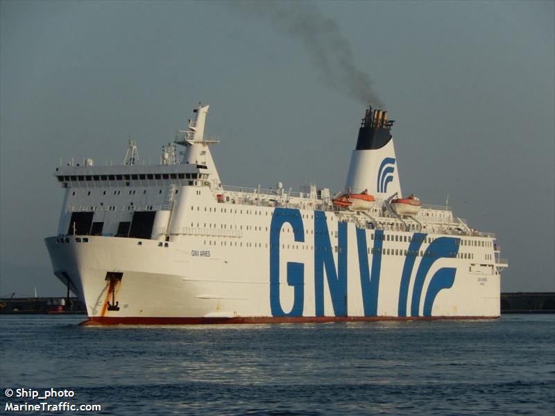 gnv aries (Passenger/Ro-Ro Cargo Ship) - IMO 8501957, MMSI 247435700, Call Sign ICGT under the flag of Italy