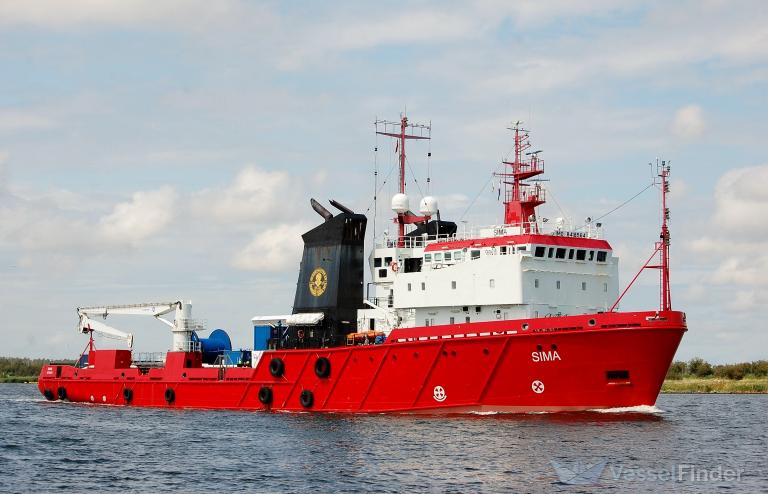 sima (Offshore Tug/Supply Ship) - IMO 8418564, MMSI 219017151, Call Sign OUXR2 under the flag of Denmark