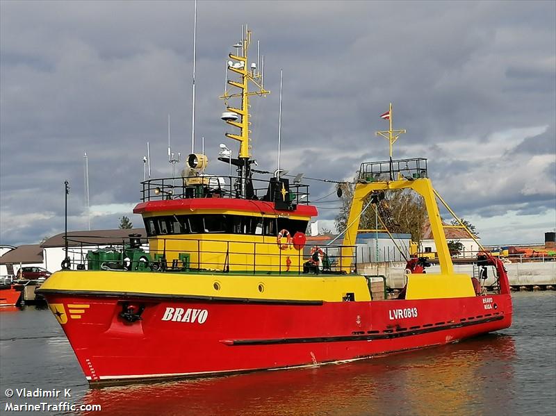 bravo (Fishing Vessel) - IMO 9076674, MMSI 275099000, Call Sign YL2343 under the flag of Latvia