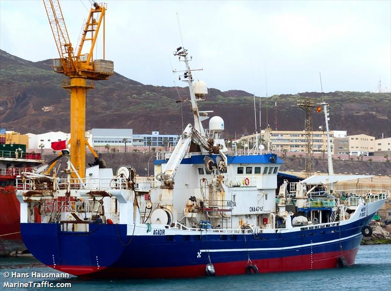 meya (Fishing Vessel) - IMO 8616142, MMSI 242141100, Call Sign CNA4712 under the flag of Morocco