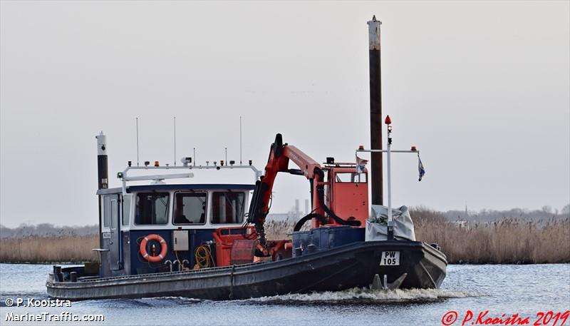 pw 105 (Dredging or UW ops) - IMO , MMSI 244820457, Call Sign PD4372 under the flag of Netherlands